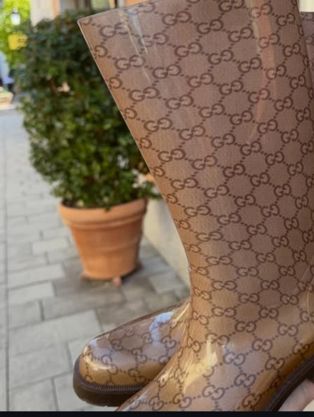 Gucci Monogram Brown Logo Rain Boots☔💦🍓🩷